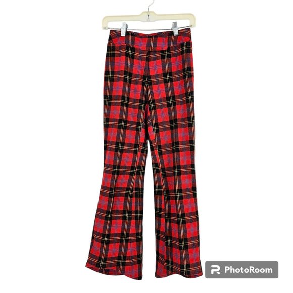 Fusalp Pants Red Black Plaid High Rise Flared Bootcut Leg Ski Trouser Size L